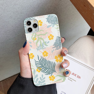 Painted flower and leaf cell phone case For IPhone