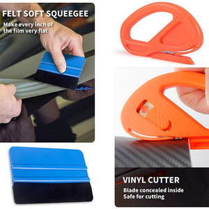 5Pcs With Felt Cloth Car Film Wrap Tool Kit Squeegee Set Vinyl Scraper Cutter for Vehicle Window Tint Car Accessories Wrapping Tools Vinyl Spatula